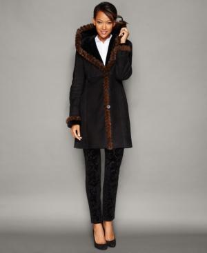 The Fur Vault Mink-fur-trim Hooded Shearling Lamb Coat