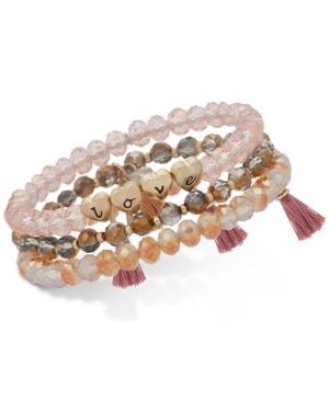 Lonna & Lilly Gold-tone Bead And Tassel Multi-layer Stretch Bracelet