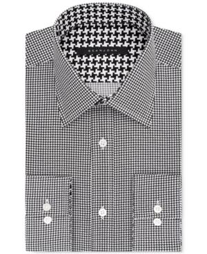 Sean John Men's Classic-fit Black Houndstooth Dress Shirt
