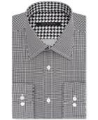 Sean John Men's Classic-fit Black Houndstooth Dress Shirt