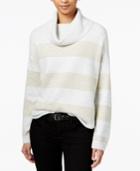 Tommy Hilfiger Striped Metallic Turtleneck Sweater