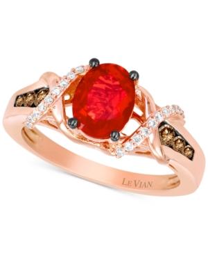 Le Vian Chocolatier Fire Opal (5/8 Ct. T.w.) And Diamond (1/3 Ct. T.w.) Ring In 14k Rose Gold