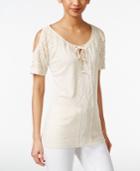 Style & Co. Crochet Cold Shoulder Peasant Top, Only At Macy's