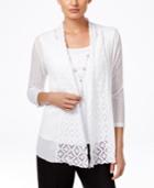 Alfred Dunner Petite Lace Layered-look Necklace Blouse