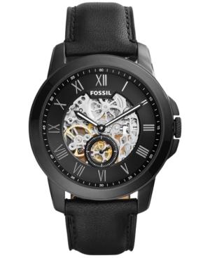 Fossil Men's Automatic Grant Black Leather Strap Watch 45mm Me3096