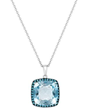 Blue Topaz (12 Ct. T.w.) And Swarovski Zirconia Accent Pendant Necklace In Sterling Silver