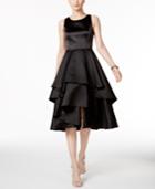 Adrianna Papell Satin Tiered Fit & Flare Dress