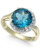 Blue Topaz (4-3/4 Ct. T.w.) & Diamond (1/6 Ct. T.w.) Ring In 14k Gold