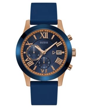 Guess Men's Chronograph Blue Silicone Strap Watch 45mm
