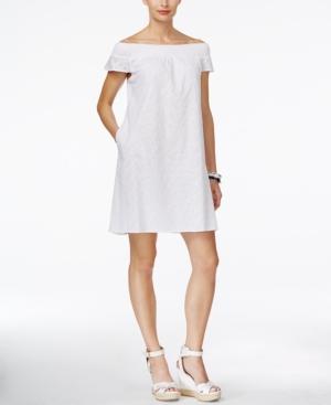 Tommy Hilfiger Off-the-shoulder Eyelet Shift Dress