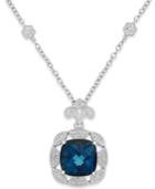 London Blue Topaz (7 Ct. T.w.) And Diamond (1/7 Ct. T.w.) Pendant Necklace In Sterling Silver