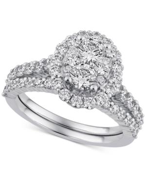 Diamond Halo Cluster Bridal Set (2 Ct. T.w.) In 14k White Gold
