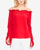 Vince Camuto Off-the-shoulder Ruched-sleeve Top