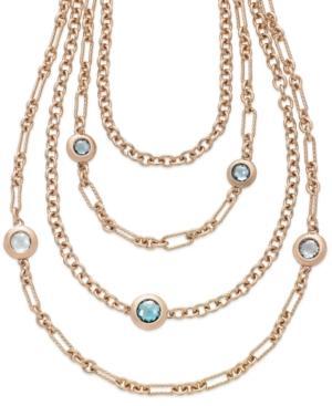 Bronzarte 18k Rose Gold Over Bronze Necklace, London Blue Topaz (1-1/2 Ct. T.w.) And Blue Topaz (3-1/6 Ct. T.w.) Station Necklace