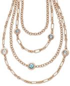 Bronzarte 18k Rose Gold Over Bronze Necklace, London Blue Topaz (1-1/2 Ct. T.w.) And Blue Topaz (3-1/6 Ct. T.w.) Station Necklace