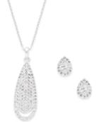 City By City Silver-tone Crystal Teardrop Pendant Necklace And Stud Earrings