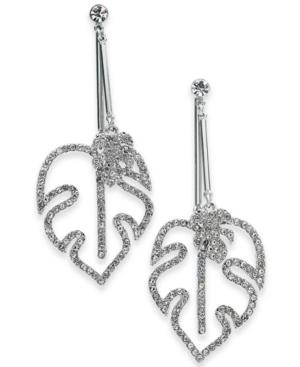 I.n.c. Silver-tone Crystal & Pave Palm Leaf Drop Earrings, Created For Macy's