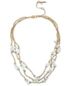Kenneth Cole New York Two-tone Beaded White Stone Chip Layer Necklace