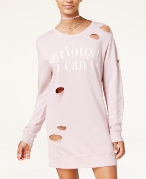 Material Girl Active Juniors' Ripped Graphic Sweatshirt Dress