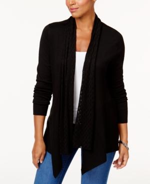 Karen Scott Draped Pointelle Cardigan, Created For Macy's