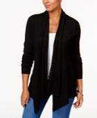 Karen Scott Draped Pointelle Cardigan, Created For Macy's