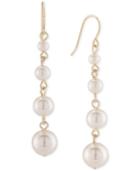 Carolee Gold-tone Imitation Pearl Linear Drop Earrings