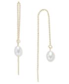 Cultured Freshwater Pearl (6mm) Threader Earrings In 14k Gold