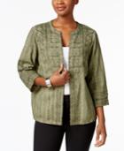 Alfred Dunner Petite Cotton Mixed-media Jacket