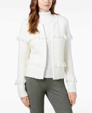 Kensie Fringed Open-front Cardigan