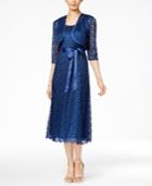 R & M Richards Belted Lace Midi Dress And Jacket