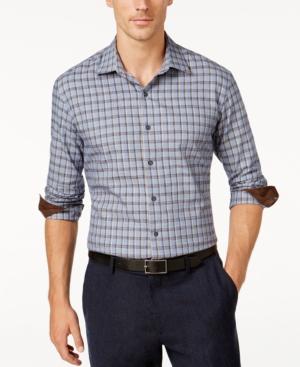 Tasso Elba Men's Suede-cuff Tattersall Long-sleeve Shirt
