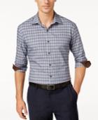 Tasso Elba Men's Suede-cuff Tattersall Long-sleeve Shirt