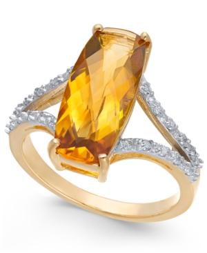 Citrine (3-3/4 Ct. T.w.) & Diamond (1/6 Ct. T.w.) Ring In 14k Gold