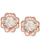 Opal (5/8 Ct. T.w.) And Diamond Accent Earrings In 14k Rose Gold