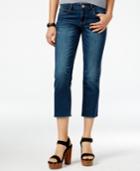 Indigo Rein Juniors' Straight-leg Med Blue Wash Cropped Jeans
