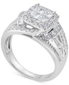 Diamond Princess Overlap Engagement Ring (1-1/2 Ct. T.w.) In 14k White Gold