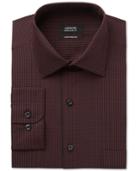 Alfani Men's Classic-fit Performance Big And Tall Burgundy Small Gingham Dress Shirt, Only At Macy's