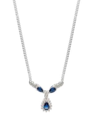 Sapphire (1-1/10 Ct. T.w.) And Diamond (1/6 Ct. T.w.) Frontal Necklace In 14k White Gold