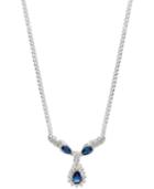 Sapphire (1-1/10 Ct. T.w.) And Diamond (1/6 Ct. T.w.) Frontal Necklace In 14k White Gold