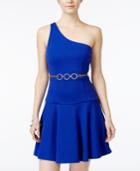 Xoxo Juniors' One-shoulder Belted Fit & Flare Dress