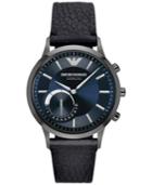 Emporio Armani Men's Renato Hybrid Black Leather Strap Smart Watch 43mm Art3004