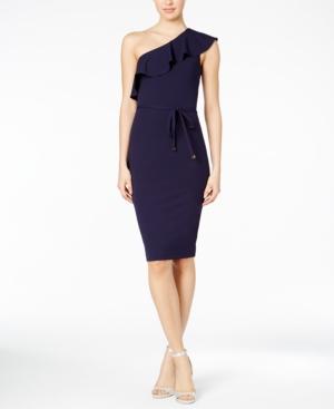 Jessica Simpson Ruffled One-shoulder Sheath Dress