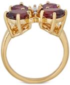 Multi-gemstone (4-1/5 Ct. T.w.) Butterfly Ring In 14k Gold-plated Sterling Silver