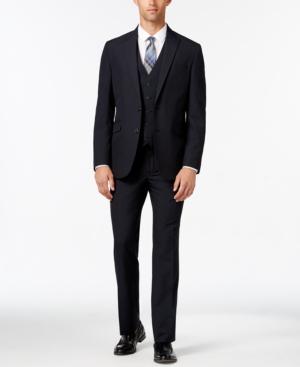 Kenneth Cole Reaction Men's Slim-fit Blue Black Check Vested Suit