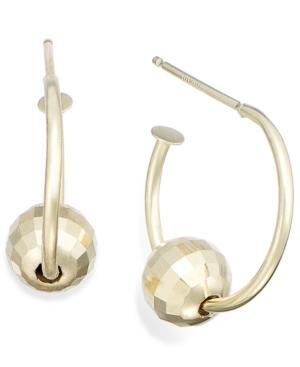 Faceted Bead Hoop Earrings In 10k Gold