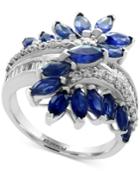 Effy Royale Bleu Sapphire (3-1/5 Ct. T.w.) And Diamond (3/8 Ct. T.w.) Ring In 14k White Gold