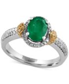 Canare By Effy Emerald (1-1/8 Ct. T.w.) And Diamond (1/3 Ct. T.w.) Ring In 14k White And Yellow Gold