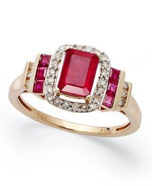 Ruby (1-5/8 Ct. T.w.) And Diamond (1/5 Ct. T.w.) Ring In 14k Rose Gold