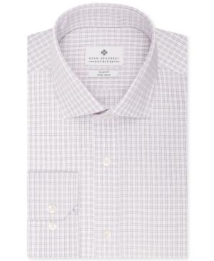 Ryan Seacrest Distinction Slim-fit Non-iron Beige Check Dress Shirt, Only At Macy's