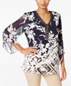 Jm Collection Beaded Printed Top, Only At Macy's